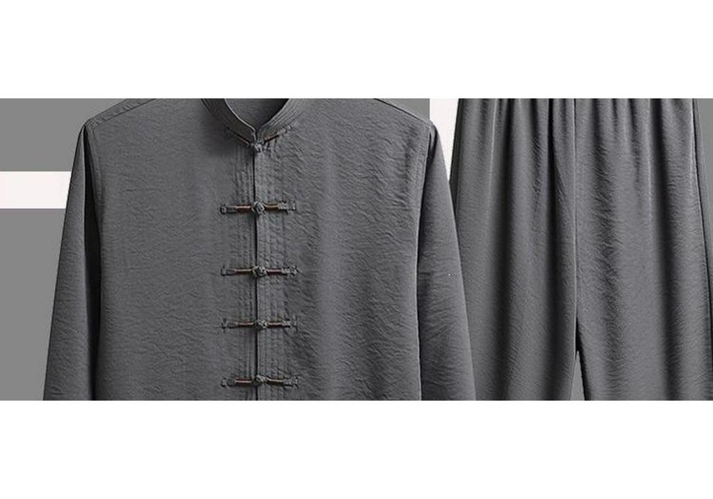 Men's Tang Suit Ice Silk Set - Long-Sleeve Chinese Tai Chi Hanfu for Spring/Summer