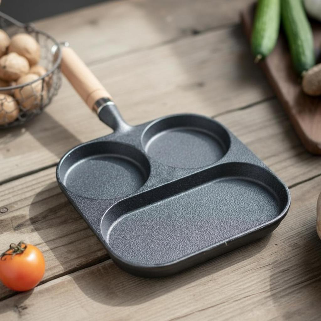 Cast Iron Pan with Wooden Handle Induction InductionreadySection PreSeasoned Breakfast Skillet