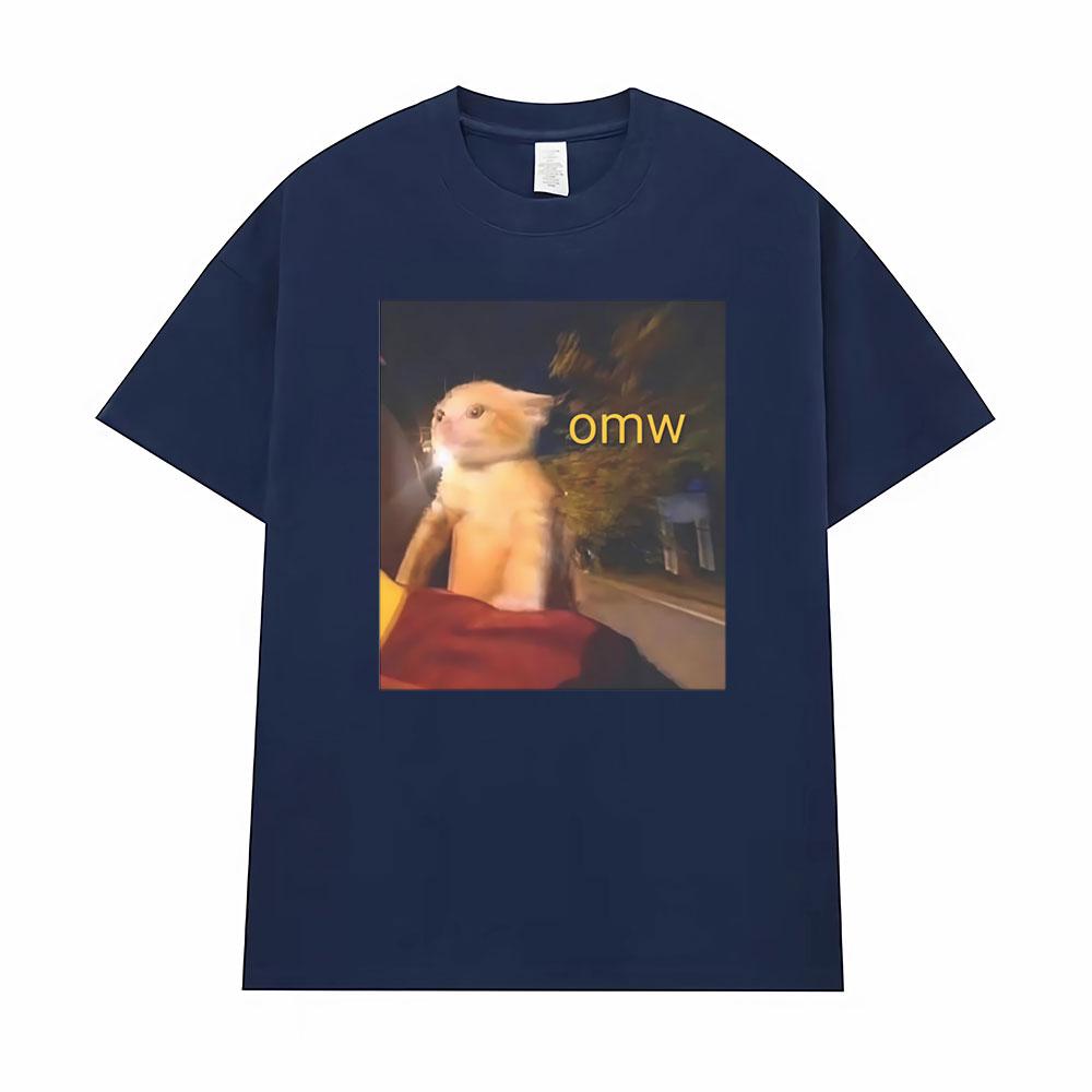 Omw! Cat Funny Meme Graphic T-shirts Men Women Clothes Fashion Vintage T Shirts Oversized High Quality T Shirt Cotton Streetwear