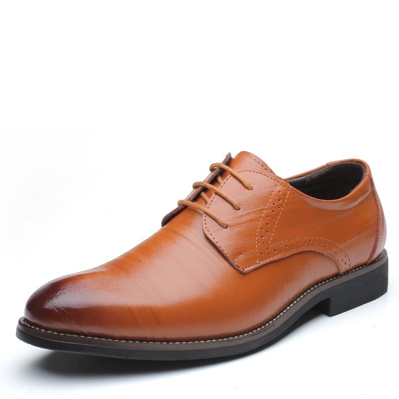 Men's Pointed-toe Gentleman's Trendy Leather Shoes Men's Formal Single Shoes Large Size Business Men's Shoes Lace-up Casual Comfortable Shoes