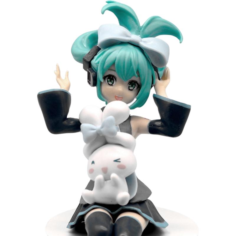 Anime Hatsune Miku Sitting and Standing Character Yulin Dog Cute Collection PVC Model Car Decoration Desktop Ornaments