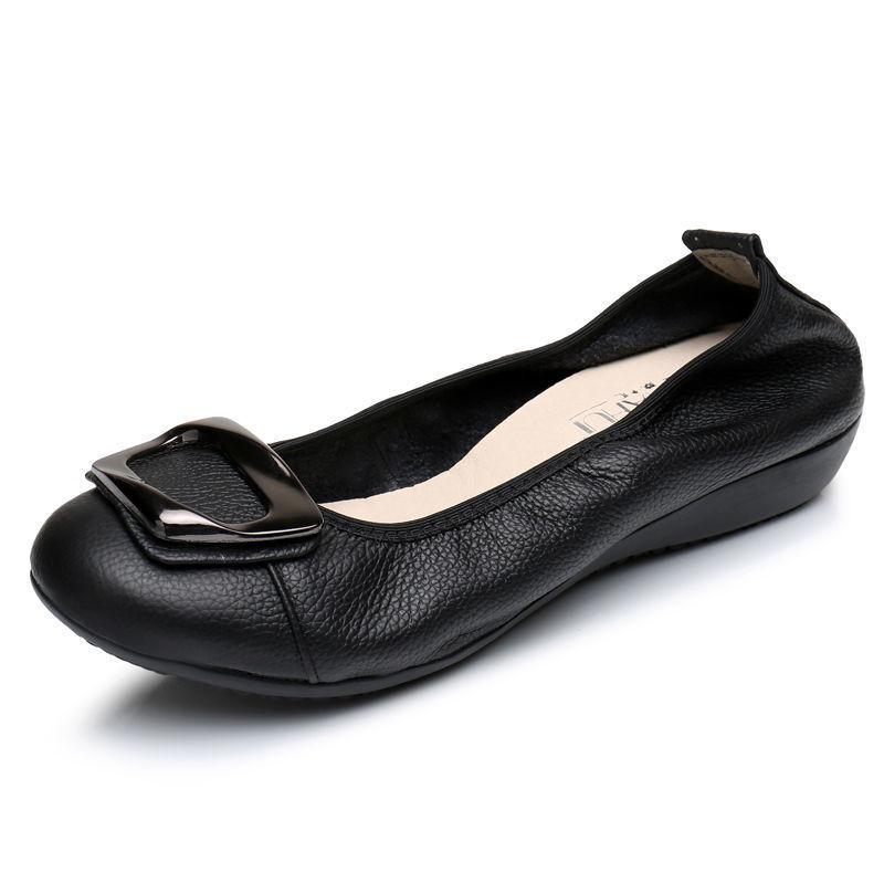 Fashion Big Size Women Ballet Flats 2025 Spring Autumn Round Toe Flat Single Shoes Elegant Comfortable Soft Soled Women Boat Shoes