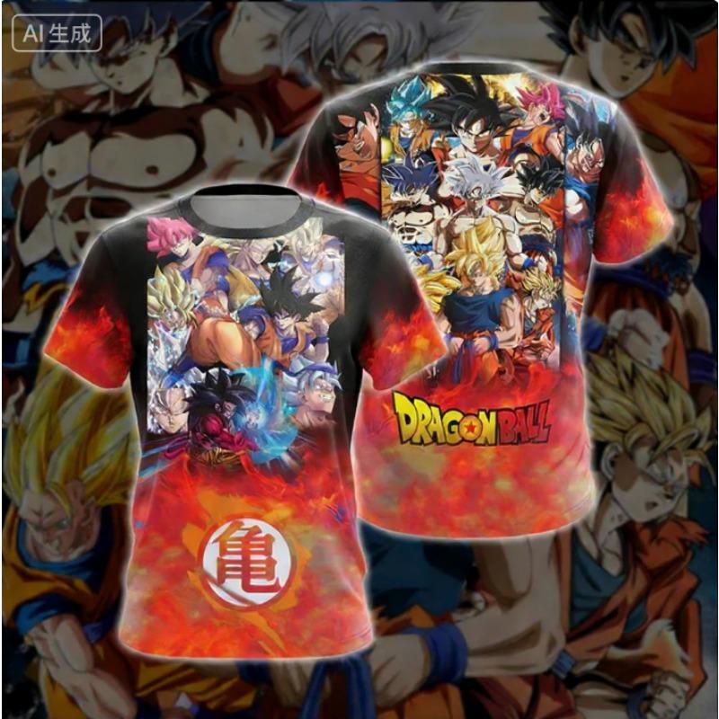

2026 Летняя Ретро Футболка Dragon Ball для Фитнеса Мужская Оверсайз 3D Печать Короткий Рукав Семейная Унисекс Детская Спортивная Футболка S