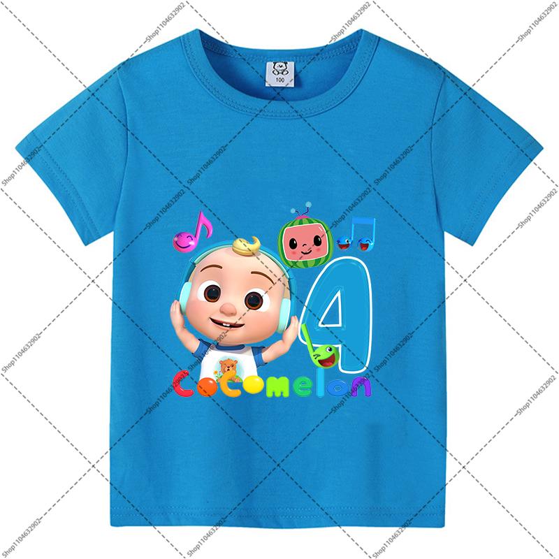 Cocomelons Sommerkleidung für Kinder Jungen Mädchen Geburtstag T-Shirts Cartoon Anime Muster Zahlen 1-9 Aufgedrucktes T-Shirt Mode Kurze Ärmel