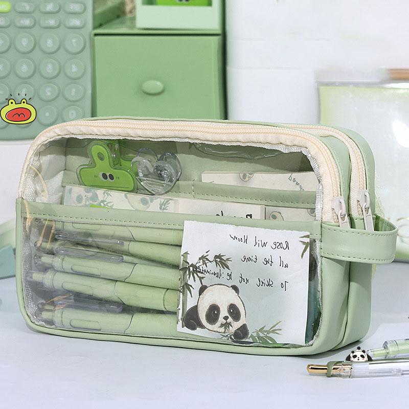 Students Stationery Pencil Bag Large Capacity Simple Transparent Pen Pouch for Girls Children Student Supplies