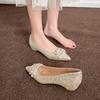 New Crystal Pearl Design Women Shoes Buckle Decorative Banquet Ladies Shoes Pointed Toe Pregnant Flats with Female Pumps