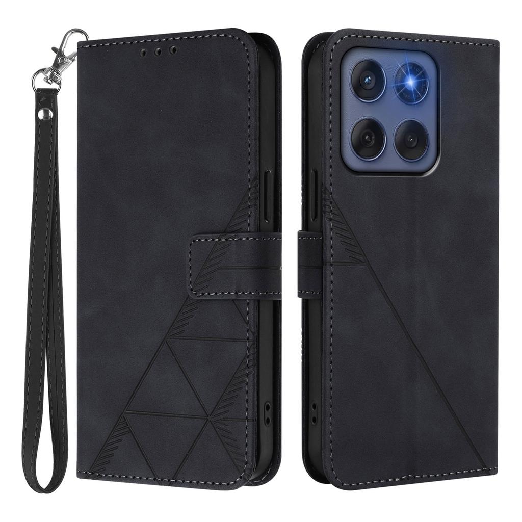 For Motorola Edge (2025) 5G/Motorola Edge 60 Fusion 5G Leather Case with Hand Strap Wallet Stand Phone Cover