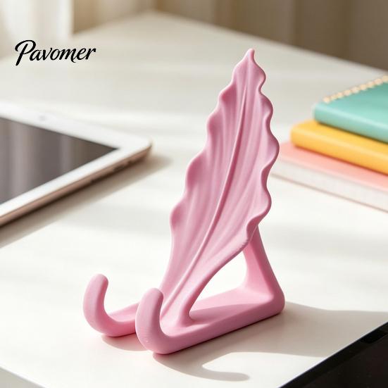 Cute Desk Gadgets Leaf Shaped Phone Stand, 3D Printed Mobile Holder with Double Small Stand for Home Hook Support, Creative Hands Free Video