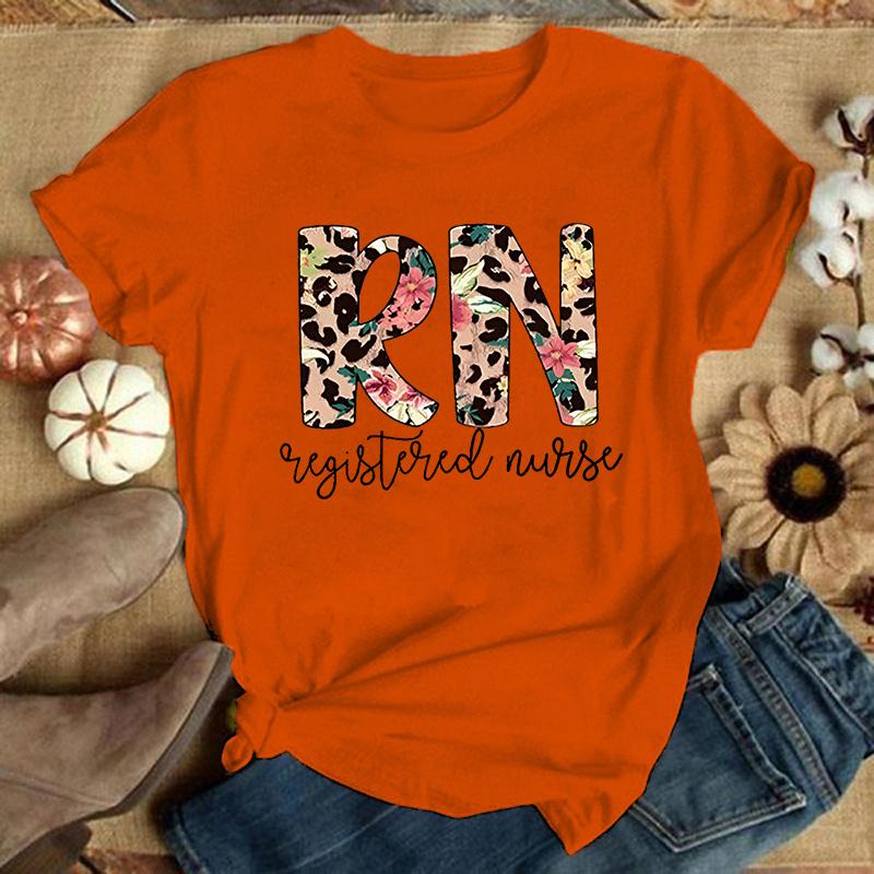 Moda Dia Internacional dos Enfermeiros RN Enfermeira Registrada Estampa Camiseta Gráfica Unisex Moda Casual Camiseta de Manga Curta