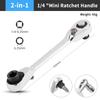 Mini Treble 1/4 Ratchet Wrench Double Ended Ouick Socket Screwdriver Hex Torque Wrenches Set 2-in-1 Spanner Hand Repair Tools·