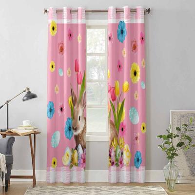 Rideaux de fenêtre à carreaux floraux de lapin de Pâques pour le rideau de chambre à coucher de salon stores de cuisine modernes rideaux rideaux