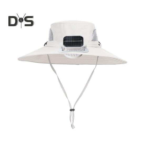 Outdoor Wide Brim Sun Hat with Solar Powered Fan Hat Breathable Mesh Design UV Protection Kids Boys Hat