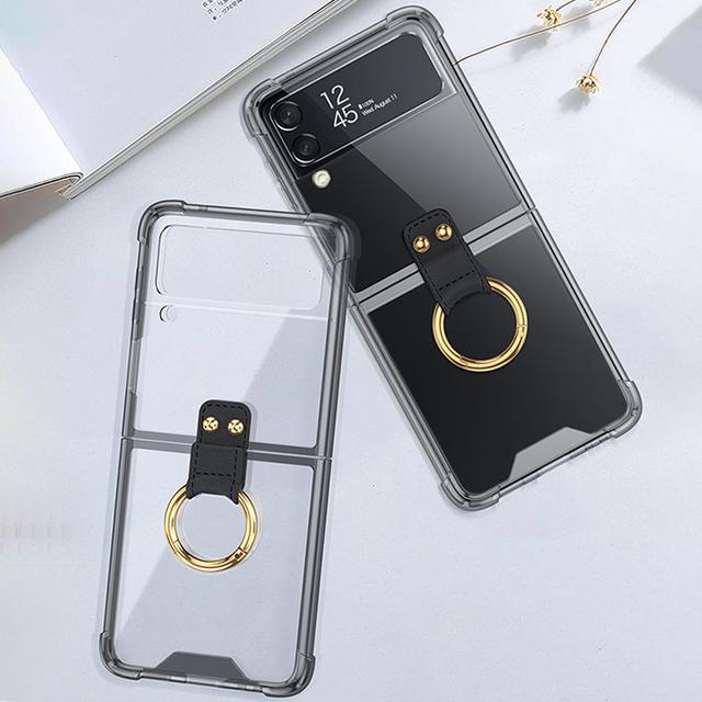 Z Flip 4 Case With Pen For Samsung Galaxy Z Flip 4 3 Flip3 Flip4 5g Case Capacitance Pen Slot Plating Transparent Stand Cover