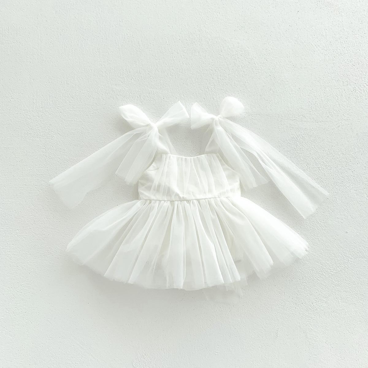 

Платье принцессы из сетки без рукавов для новорожденной девочки, хлопковый ромпер, летний наряд для фотосессии, празднование 100 дней, детская одежда 80cm