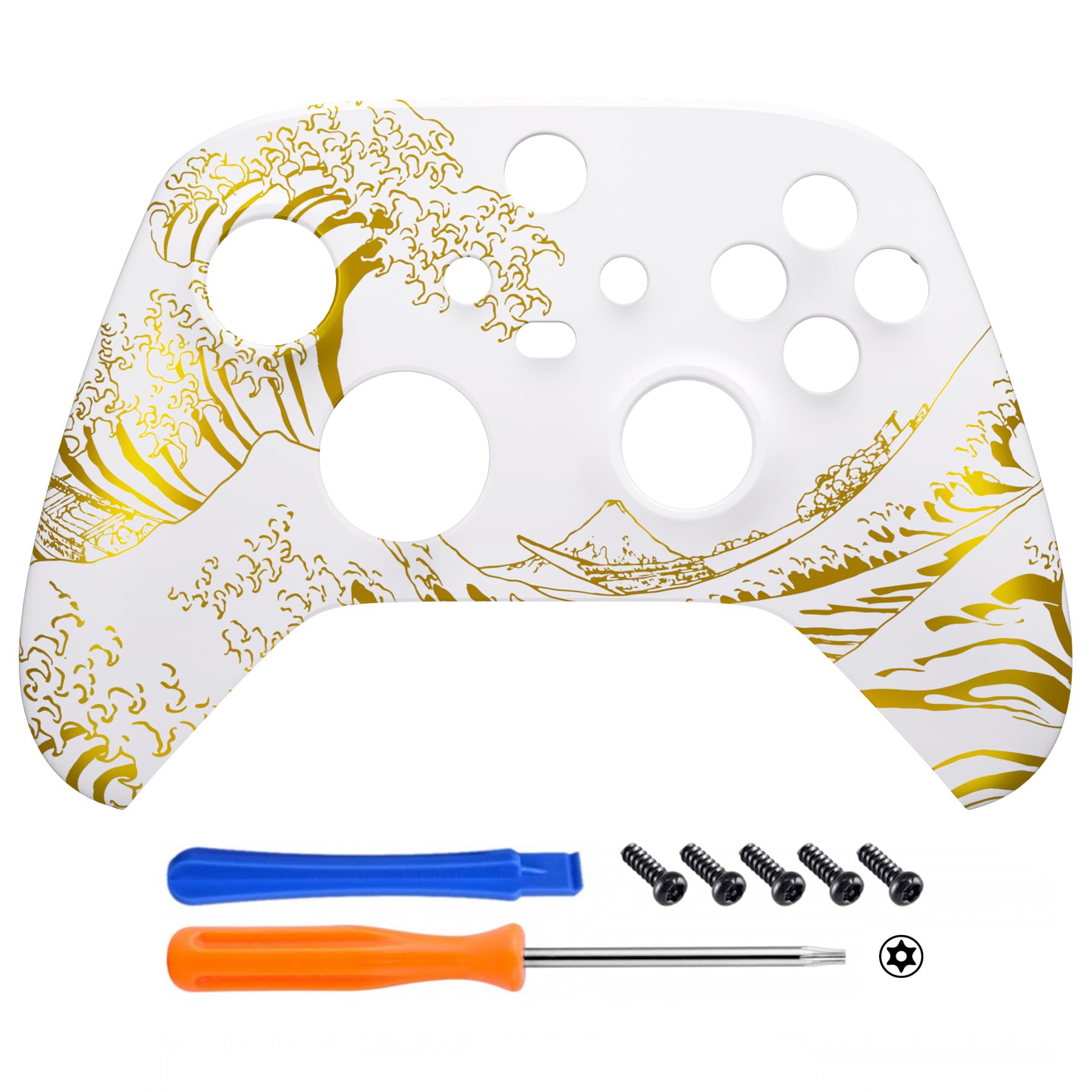 

custom front housing shell for Xbox Series featuring a patterned Xbox Core cover faceplate not Wave Pattern White eXtremeRate s X/S, soft-touch
