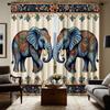 Majestic Elephant Curtains Blue Floral Paisley Print Polyester Living Room Bedroom Decor Light Blocking Set Of 2 Made With Rod Pocket