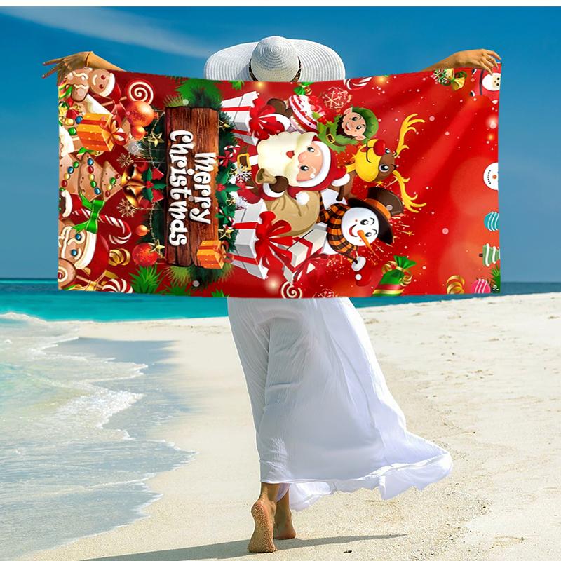 Ultra-Soft Beach Towel with Christmas Theme,Ideal for Pool - Camping, Diving - Perfect Travel Essential, Vibrant Beach Towel.