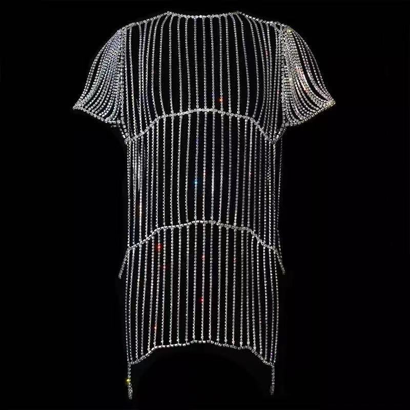 New Fashionable And Sexy Women S Body Chain, Super Shiny Rhinestone Long Fringed Body Chain Dress Clothing Accessories