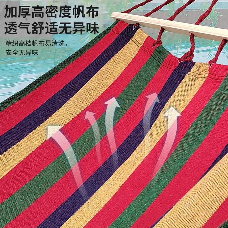 Heavy Duty Canvas Hammock With Wooden Rod Outdoor Garden Patio Single Double Person Swing