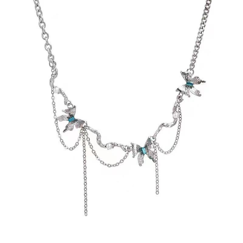 2025 Glacier Butterfly Tassel Stitching Necklace - Unique Japanese & Korean Fashion for Women