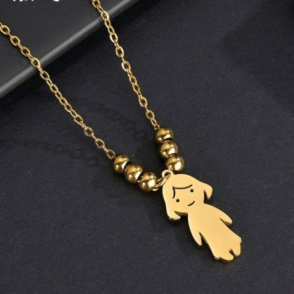 Stainless Steel Boy Girl Necklace Pendant Lover Necklace Choker Family Necklace Lovers