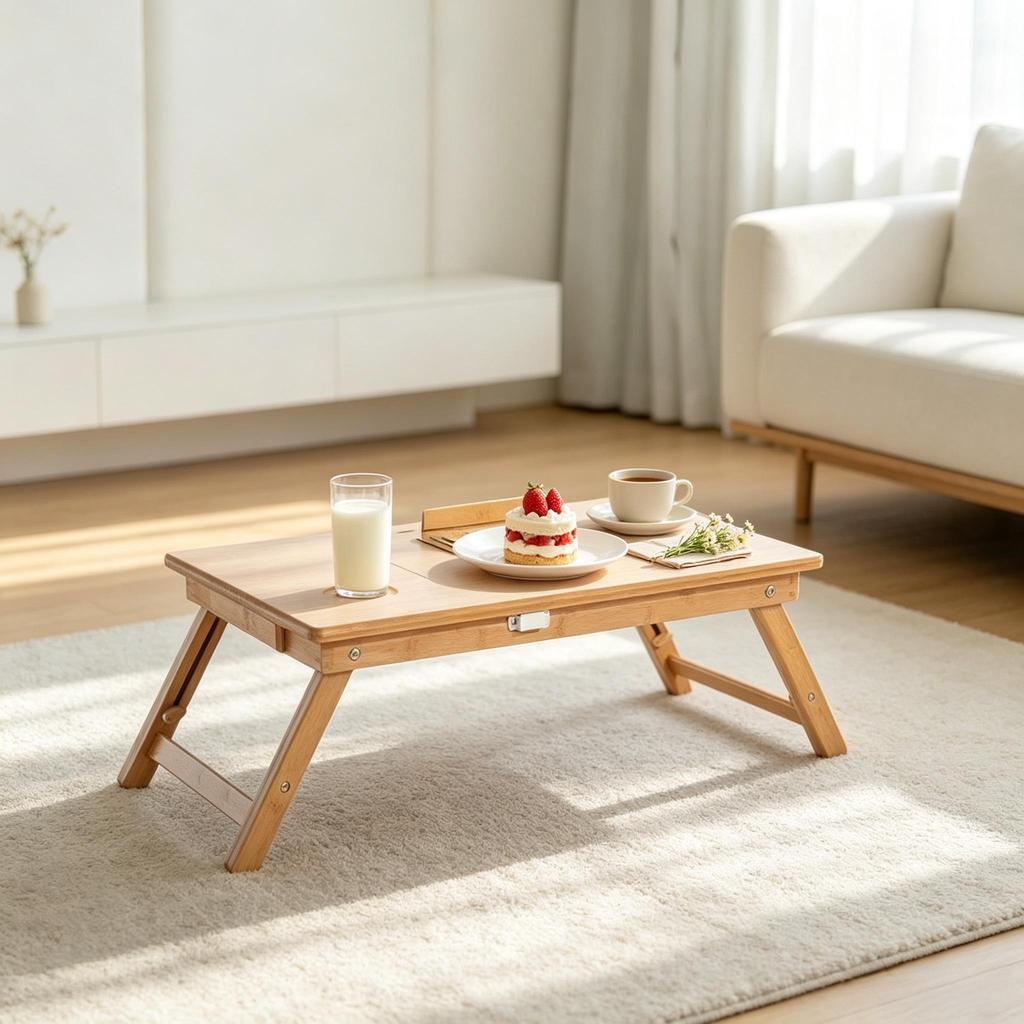 Compact Table for Flexible Use, Adjustable Folding Table for Bed, Practical Laptop Table (only with 1pc Compact Table)