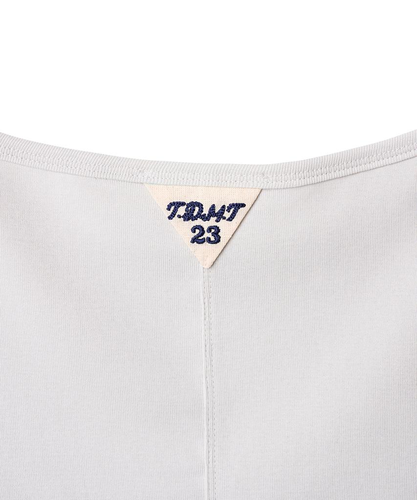 TTUDEMENT 50S Embroidered 3/4 Sleeve T-Shirt_Light Gray