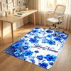 Blue Floral Elegance Theme Soft Crystal Velvet Rug Custom Name & Text Print Non Slip Floor Rug for Bedroom Living Room
