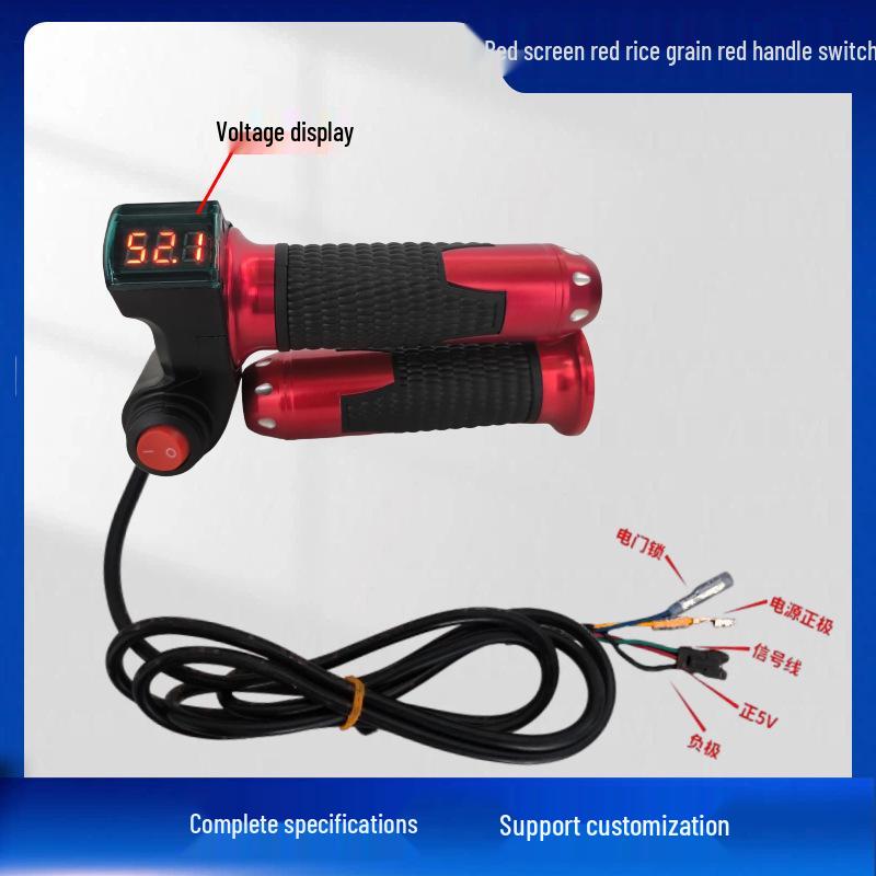 Red Screen Voltage Display E-Bike Throttle Grip with Speed Control