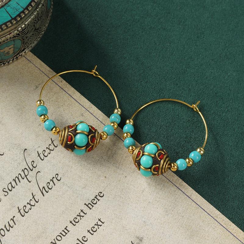 Niche Design Nepalese Earrings Xizang Style Retro Exotic Personality Earrings Women's Simple Earrings Earrings