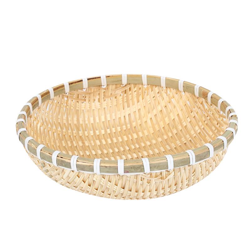 Round Handmade Bamboo Storage & Winnowing Basket - Farmhouse Fruit & Vegetable Basket