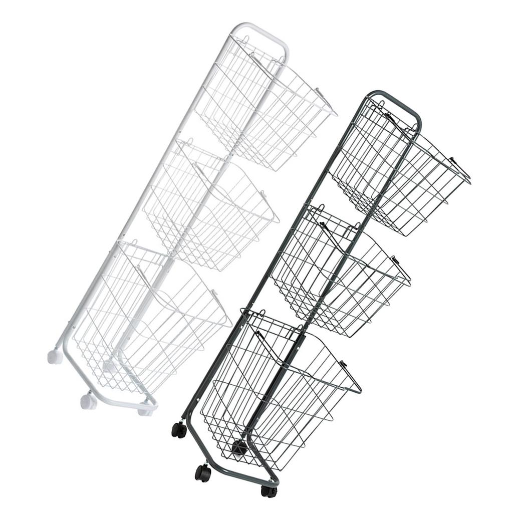 3 Tier Storage Cart with Wheels Metal Sorter Storage Trolley for Bathrooom