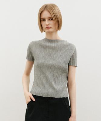 ARTID Cotton Rib Short Sleeve Knit_Melange Grey