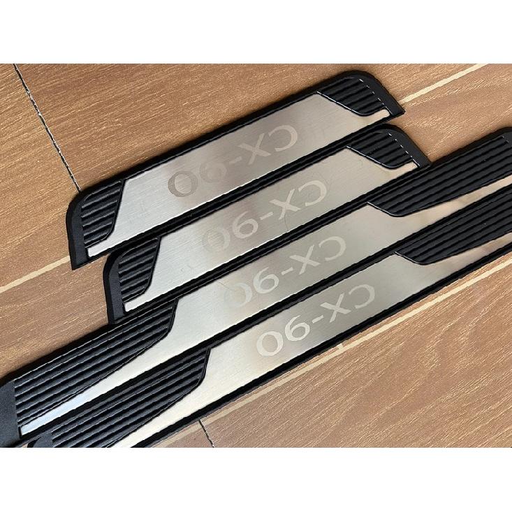 Stainless Steel Plastic For Mazda CX-90 CX90 Scuff Plate Door Sills Pedal Threshold Protector Cover Trim Car Accessories