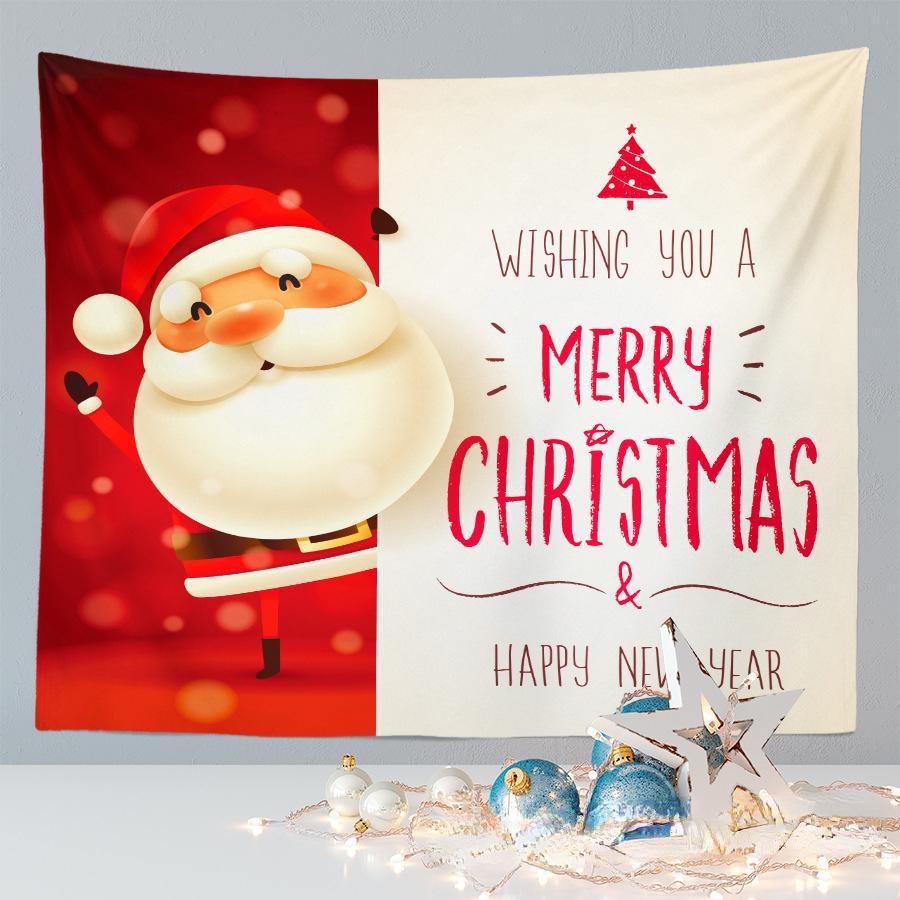 Merry Christmas Cute Santa Claus Tapestry Large Fabric Wall Tapestry Home Living Room Bedroom Background Decor Beach Blanket