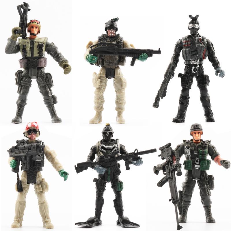 Elite Counter-Terrorism Special Forces Articulated Action Figure 10cm Soldier with Weapon & Zombie