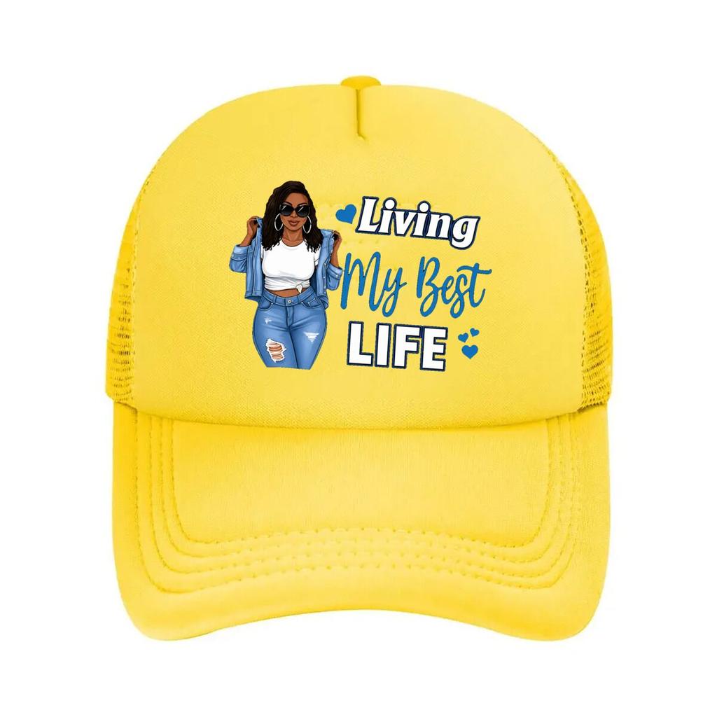 Graphic Living My Best Life Mesh Baseball Cap Hip Hop