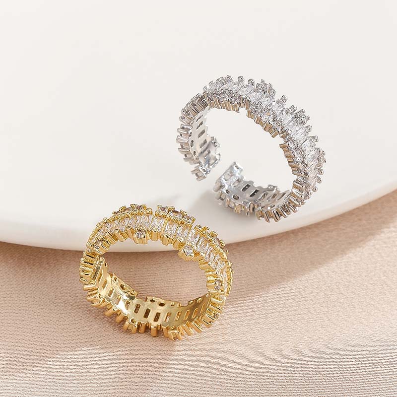 Luxury Zircon Water Drop Open Rings For Women Girl Exquisite Double-Layered Adjustable Finger Ring Wedding Jewelry Gift