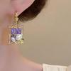 Baroque Purple Flower Pearl Tassel Earrings - Elegant Retro Ear Ornaments for Women