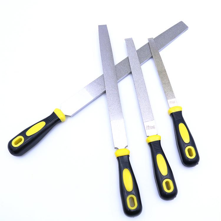 Hongyu Large Diamond Alloy Steel File Set: Flat, Triangular, Semi-Circular