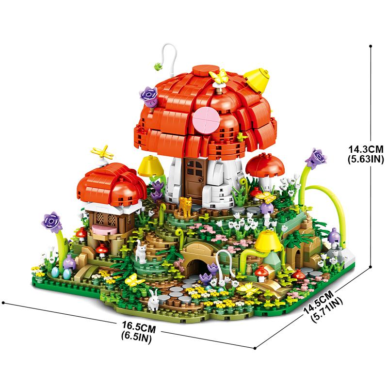 Micro Briques Maison Champignon Mini Briques Modèle DIY Assemblage Puzzle Jouets pour Enfants Filles Noël Anniversaire Cadeaux