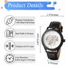 Automatic Watch with Genuine Leather Roman Dial Analog Luminous Skeleton Mechanical Suitable for and Casual Occasions Perfect Gift for Day Men's