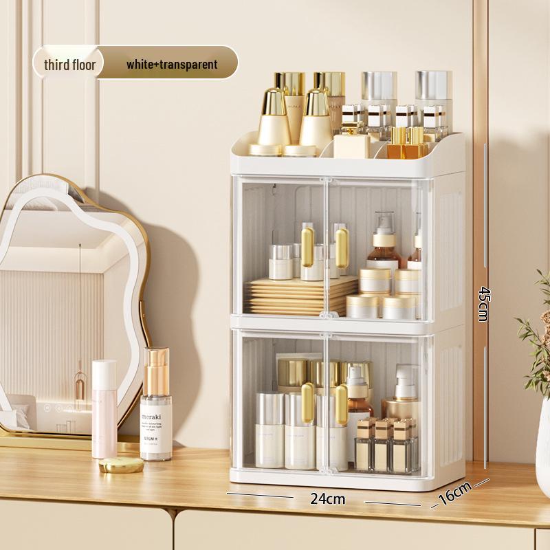

Роскошный органайзер для ухода за кожей и губной помады: Многослойный пыленепроницаемый настольный ящик для хранения для туалетных столиков