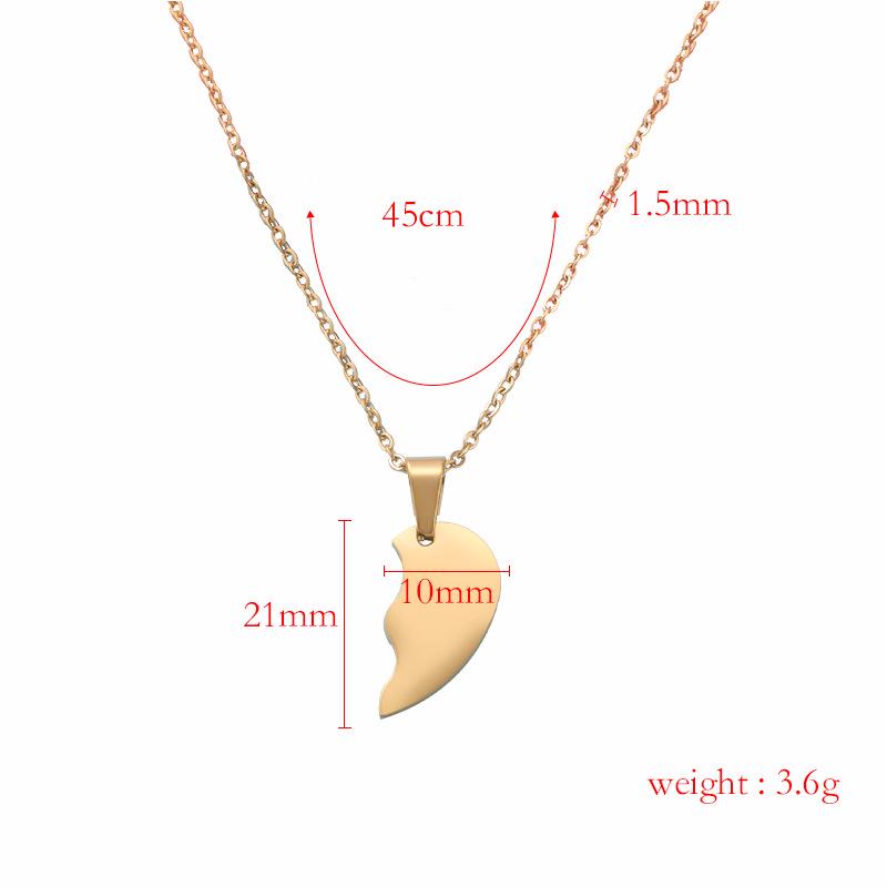 Cross-border Couple Titanium Steel Split Heart Pendant Necklace Set