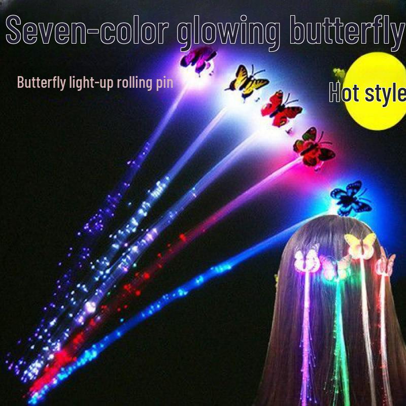 Colorful Luminous Butterfly Braids - Flashing Fiber Optic Children's Toy
