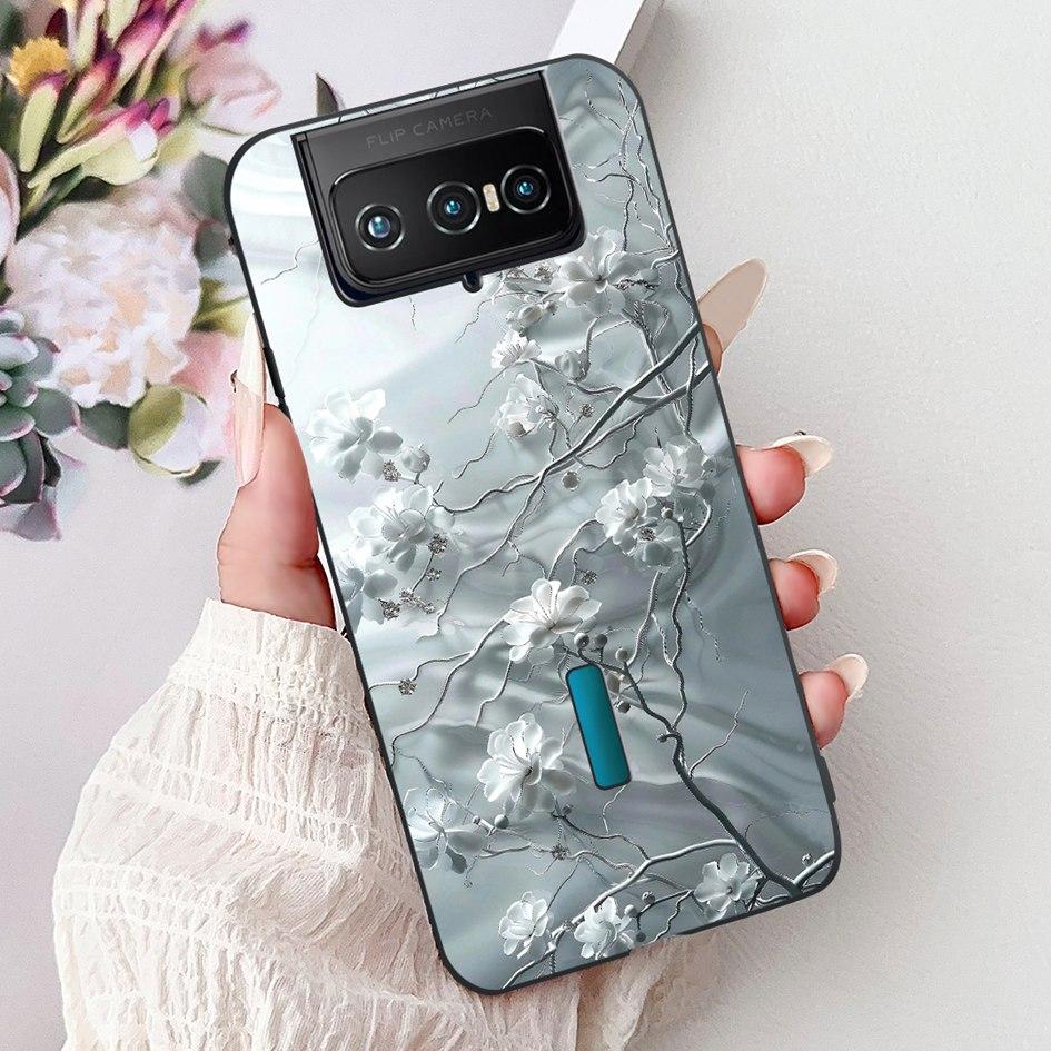 For Asus Zenfone 7 ZS670KS Case I002D Popular Flower Soft Black Silicone Phone Cover For Zenfone 7 Pro ZS671KS Funda I002DD Capa