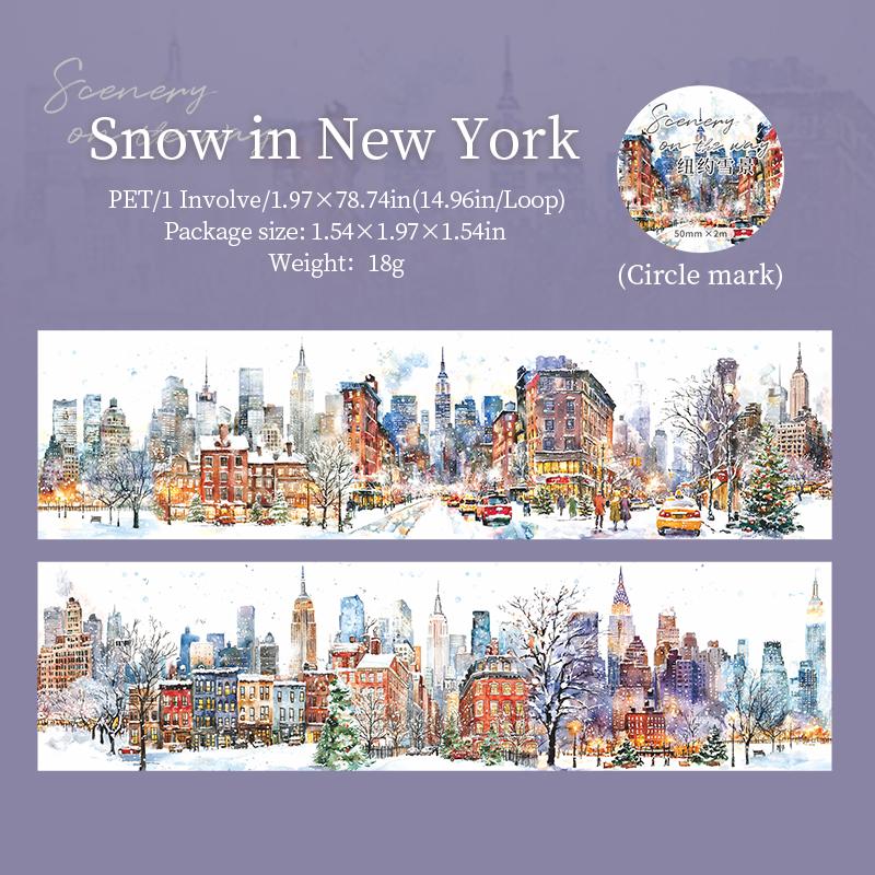 PET City Landscape Theme Tape Landscape Series Hand Account Base Material DIY Tape Creative Collage Card Photo Frame Decoration