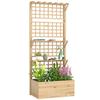 Planter with Trellis, Wooden Roof, Climbing Plants, 2 Shelves, Drainage, 76 X 43.5 X 177 Cm, Natural