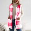 Plaid Fleece Vest For Women  Fall Winter Fuzzy Thermal Warm Sleeveless Jacket Trendy Outwear
