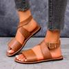 Plus Size New Crossover Strap Sandals Summer New Round Toe Lightweight Simple Temperament Soft Sole Roman Shoes